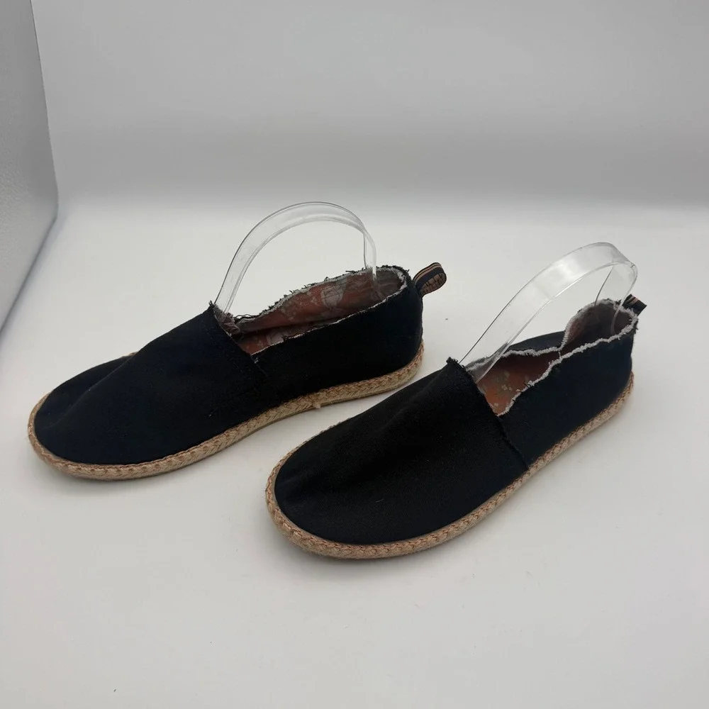 Vionic Beach Laguna Black Canvas Espadrille Slip On Shoes Size 8.5 Minimalist